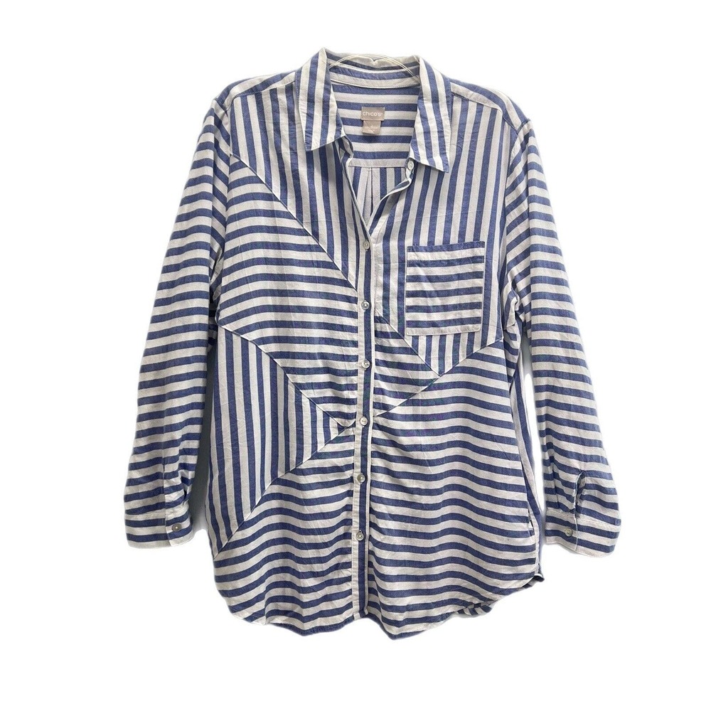 Chico's Blue and White Striped Tunic Top